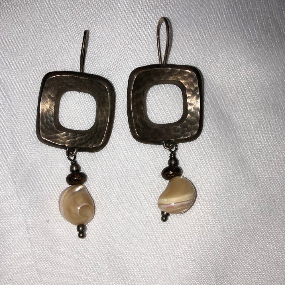 Silpada bronze sterling silver earrings w/stone